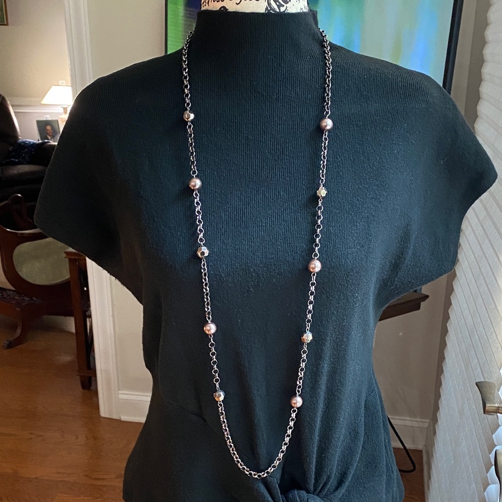 Elegant Silver and Brown Pearl Necklace Make a 5-pc bundle for best price!